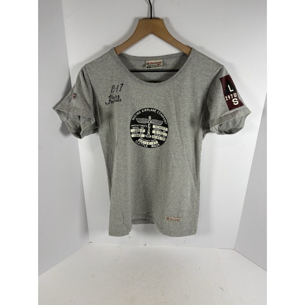 Red Canoe Boeing B17 Flying Fortress T Shirt Mens M Made In USA Gray